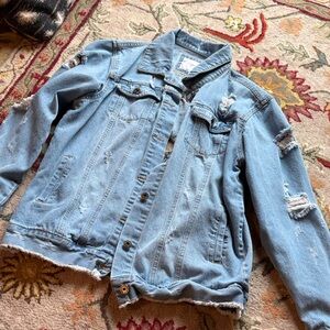 Women's Distressed Denim Jean Jacket